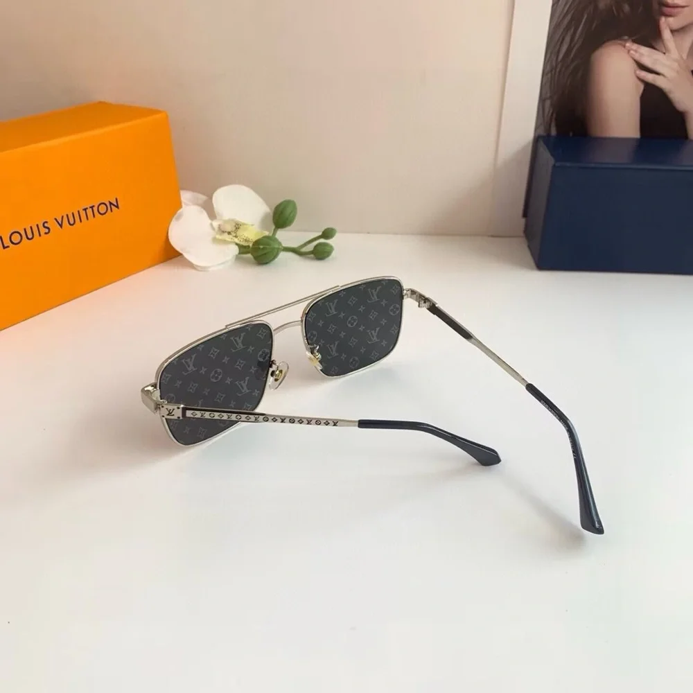 Louis Vuitton Silver Metal Sunglasses with Smoke Lenses - Picture 5 of 7